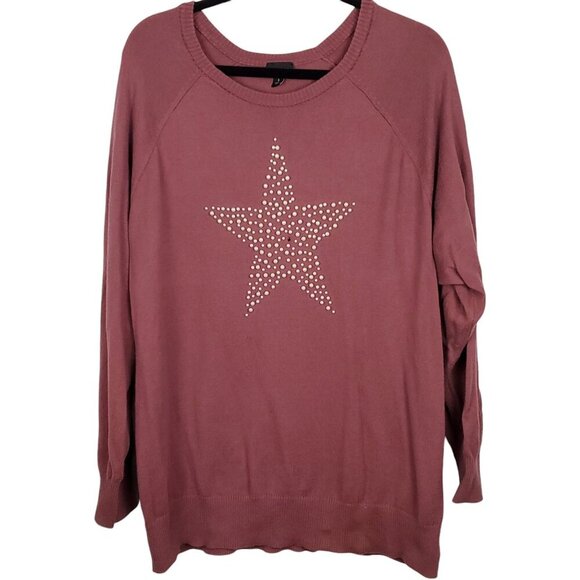 Torrid Womens Pullover Sweater Size 3 Rose Pearl Star Crewneck Sweater Weather - Picture 6 of 15